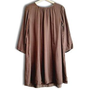 WILFRED Aritzia Tent Knee Length Dress Flowy Lightweight Tan Sz M Flawed